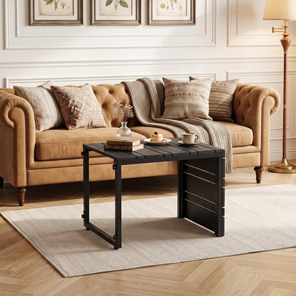 Ensemble de 2 tables d'appoint en forme de C, dessus en bois-plastique, noir