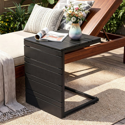 Ensemble de 2 tables d'appoint en forme de C, dessus en bois-plastique, noir