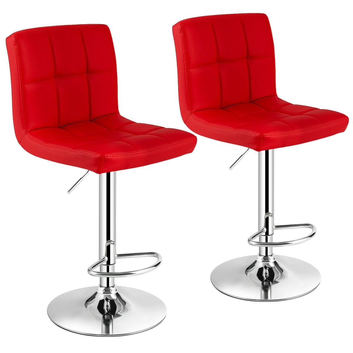 2 Square Swivel Adjustable PU Leather Bar Stools, Red Bar Stools at Gallery Canada