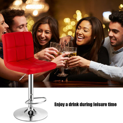 2 Square Swivel Adjustable PU Leather Bar Stools, Red Bar Stools at Gallery Canada