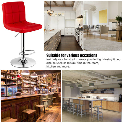 2 Square Swivel Adjustable PU Leather Bar Stools, Red Bar Stools at Gallery Canada