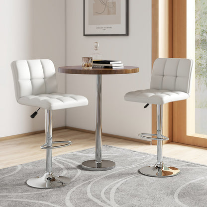 Square Swivel Adjustable PU Leather Bar Stools, Set of 2, White Bar Stools at Gallery Canada