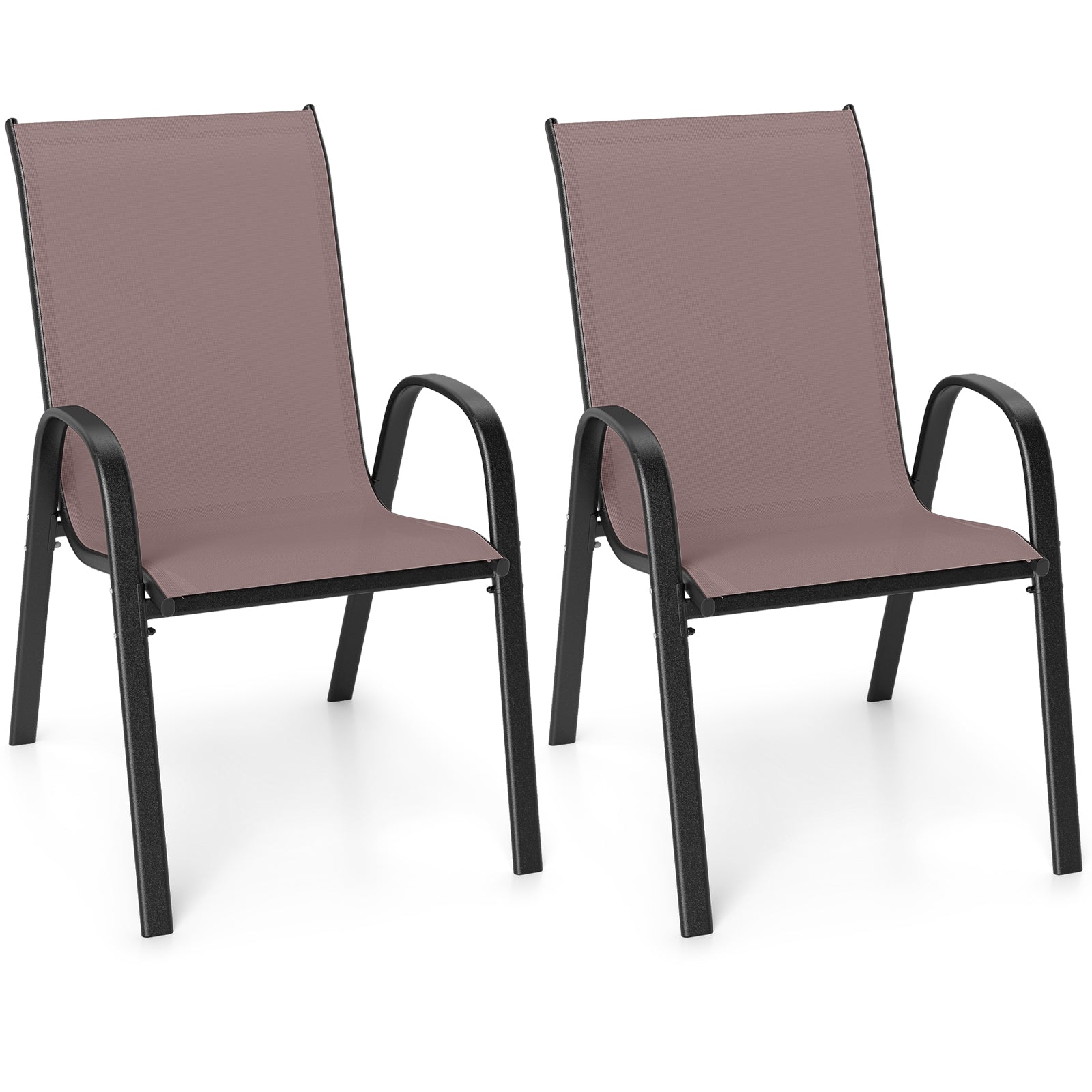 Stackable Patio Dining Chairs, Set of 2, Brown Patio Dining Chairs at Gallery Canada