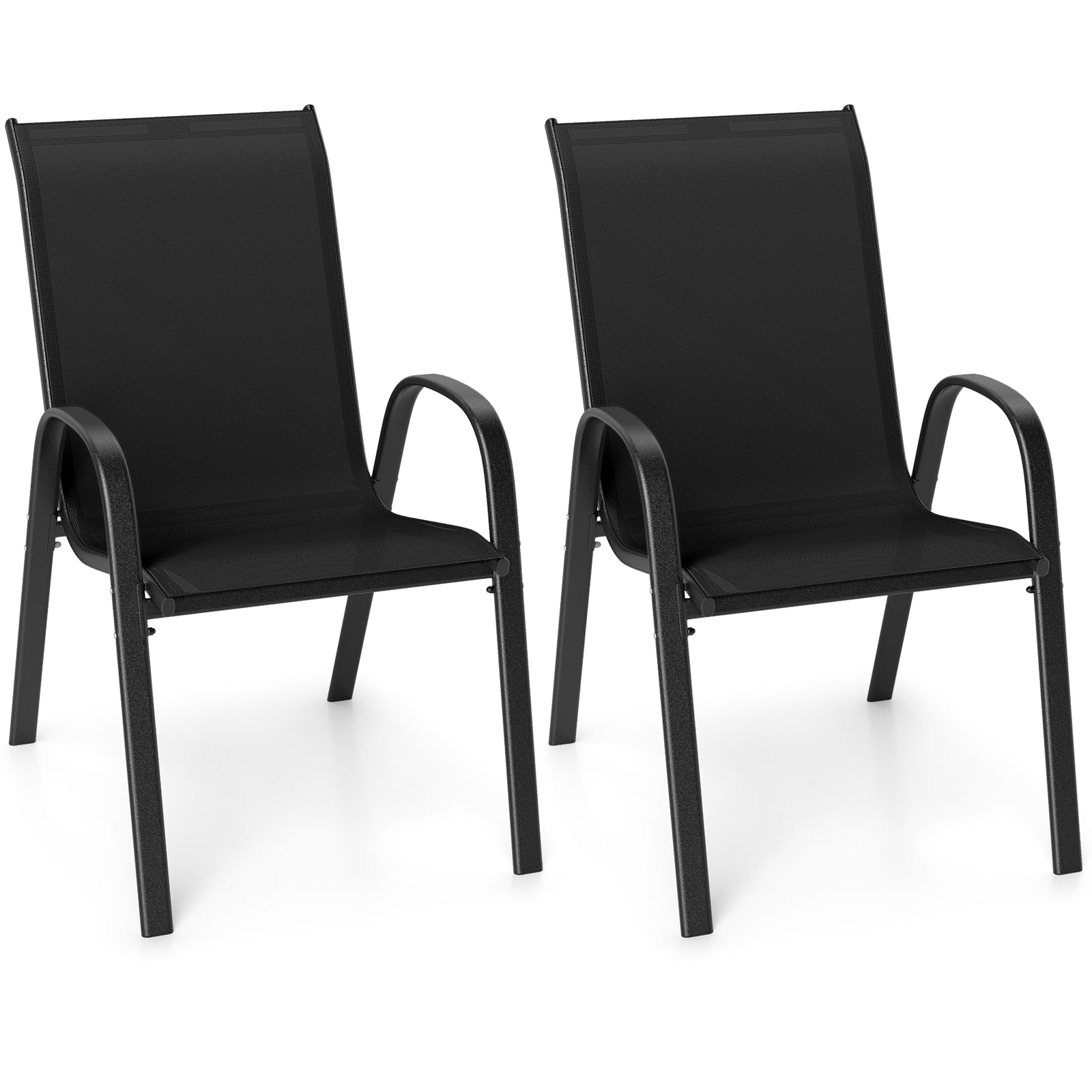 Stackable Patio Dining Chairs Set, 2 Pack, Black Patio Dining Chairs Black at Gallery Canada