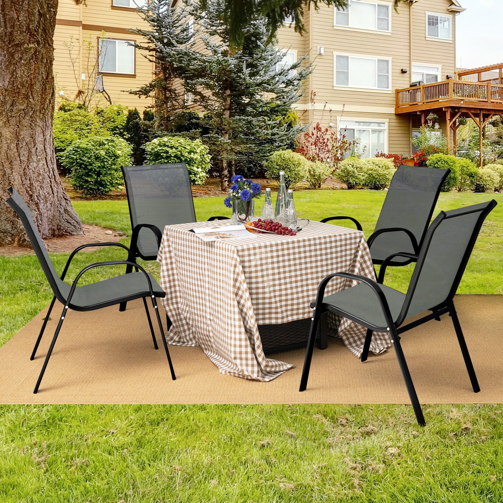 Stackable Patio Dining Chairs, Set of 2, Gray Patio Dining Chairs at Gallery Canada