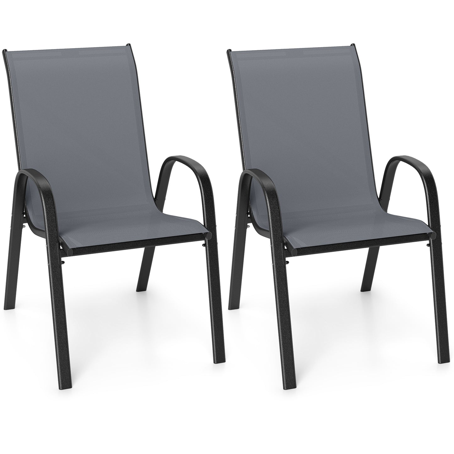 Stackable Patio Dining Chairs, Set of 2, Gray Patio Dining Chairs Gray at Gallery Canada