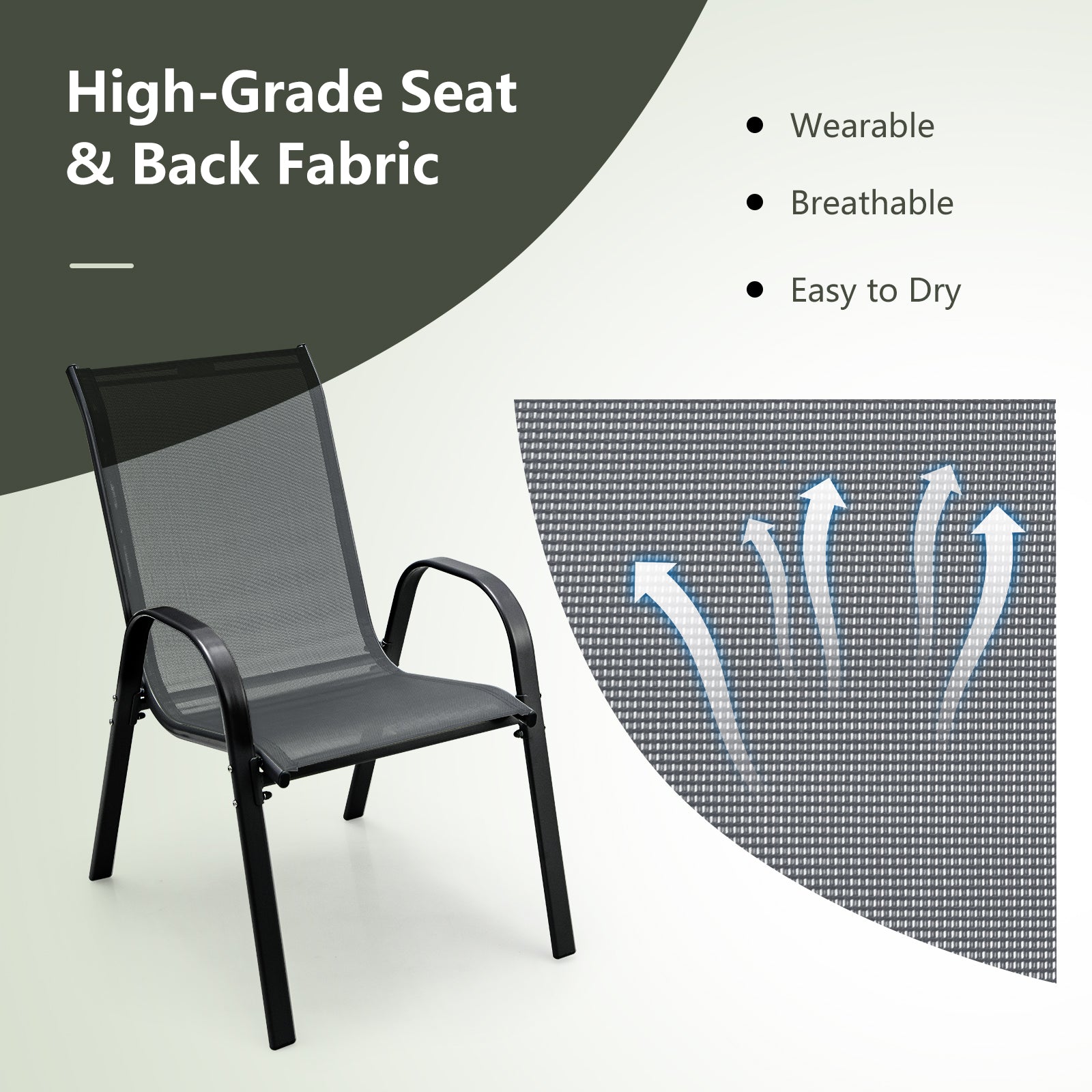 Stackable Patio Dining Chairs, Set of 2, Gray Patio Dining Chairs at Gallery Canada