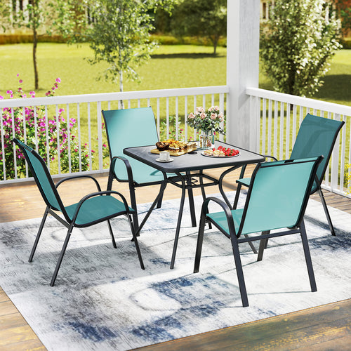 Stackable Patio Dining Chairs, Set of 2, Turquoise