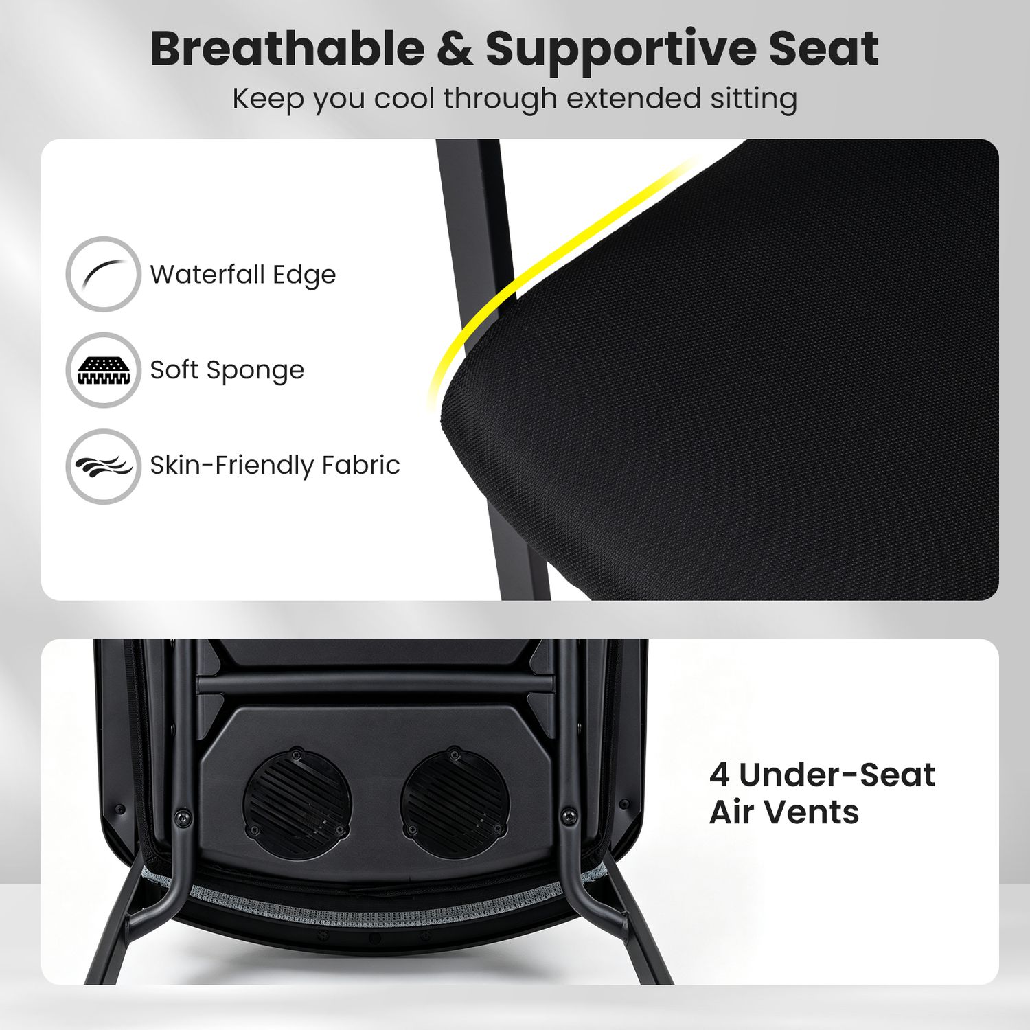 Set of 2 Stackable Rolling Office Chairs, Mesh Backrest, Black Conference Chairs at Gallery Canada