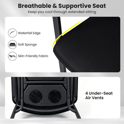 Set of 2 Stackable Rolling Office Chairs, Mesh Backrest, Black Conference Chairs at Gallery Canada
