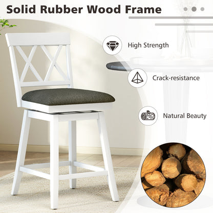 Set of 2 Swivel Bar Stools Counter Height Barstools with Backrest Upholstered Seat Cushion-24 inches Bar Stools at Gallery Canada