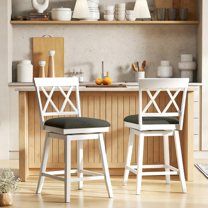 Set of 2 Swivel Bar Stools Counter Height Barstools with Backrest Upholstered Seat Cushion-24 inches Bar Stools at Gallery Canada