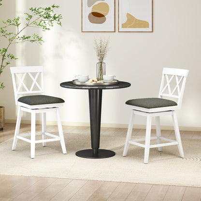 Set of 2 Swivel Bar Stools Counter Height Barstools with Backrest Upholstered Seat Cushion-24 inches Bar Stools at Gallery Canada