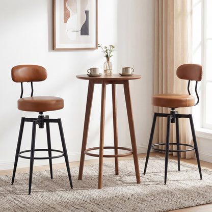 Set of 2 Swivel Barstools, Faux Leather, Brown Bar Stools at Gallery Canada