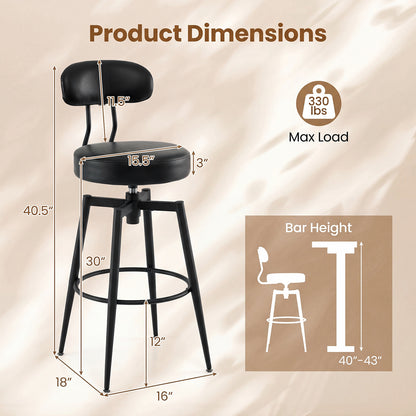 Set Of 2 Swivel Barstools, Faux Leather, Black Bar Stools at Gallery Canada