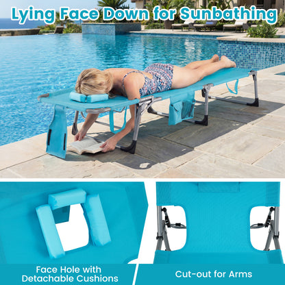 Portable Tanning Chair Set, 4-Position Adjustable Backrest, Multicolor Outdoor Chaise Lounges at Gallery Canada