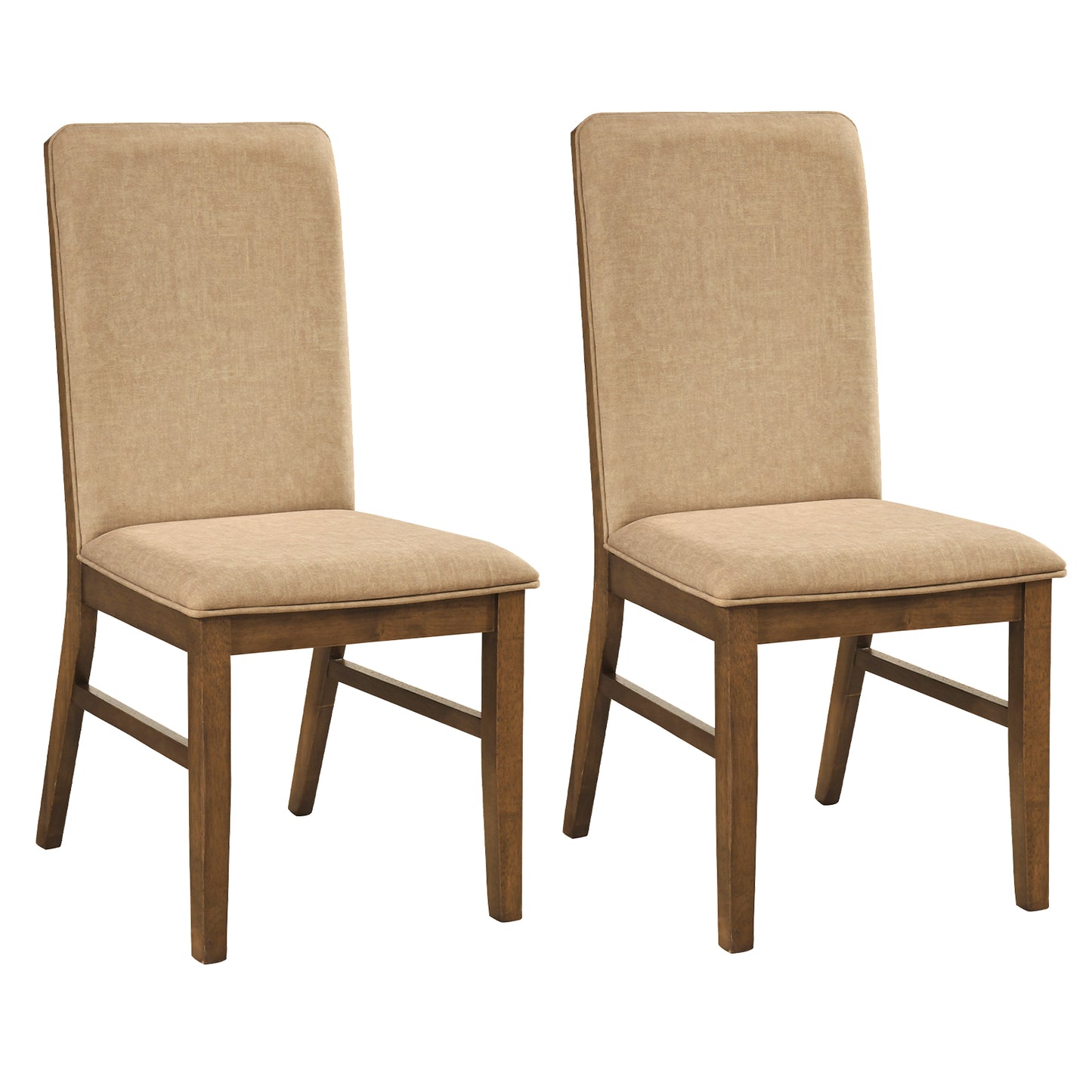 Set Of 2 Upholstered Dining Chairs, Solid Rubber Wood Legs, Brown Dining Chairs at Gallery Canada