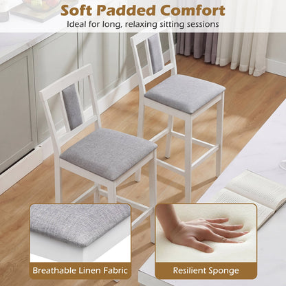 Upholstered Barstool Set, 29.5 Inch, Solid Rubber Wood Frame, White Bar Stools at Gallery Canada
