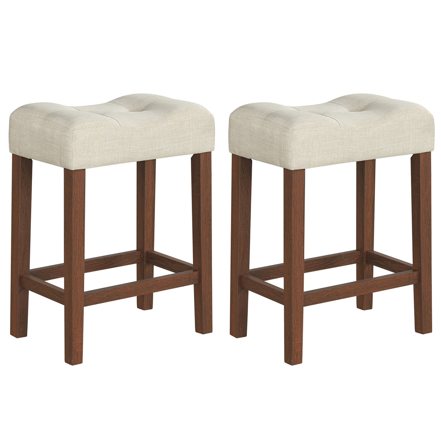 Set of 2 Upholstered Bar Stool, Curved Saddle Seat, Brown Bar Stools at Gallery Canada