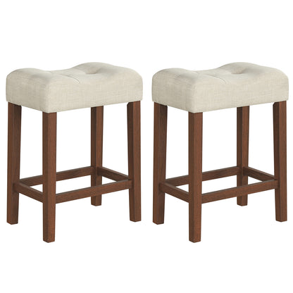 Set of 2 Upholstered Bar Stool, Curved Saddle Seat, Brown Bar Stools at Gallery Canada