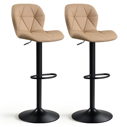 Upholstered Swivel Bar Stools Set of 2, Adjustable Height, Khaki Bar Stools Khaki at Gallery Canada