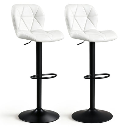 2 Swivel Bar Stools Adjustable Height Curved Backs, White Bar Stools White at Gallery Canada