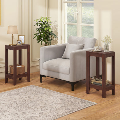 Set of 2 Two-Tier End Tables with Storage Shelf, Brown End & Side Tables at Gallery Canada