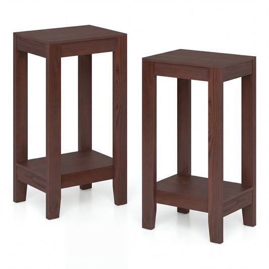 Set of 2 Two-Tier End Tables with Storage Shelf, Brown End & Side Tables Brown at Gallery Canada