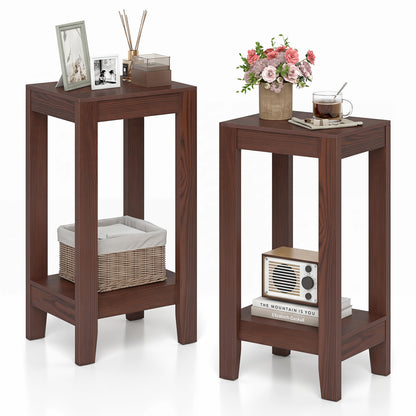 Set of 2 Two-Tier End Tables with Storage Shelf, Brown End & Side Tables at Gallery Canada