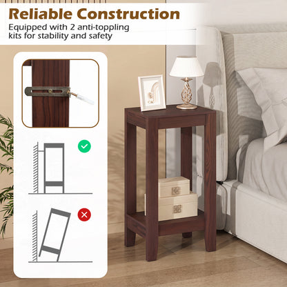 Set of 2 Two-Tier End Tables with Storage Shelf, Brown End & Side Tables at Gallery Canada
