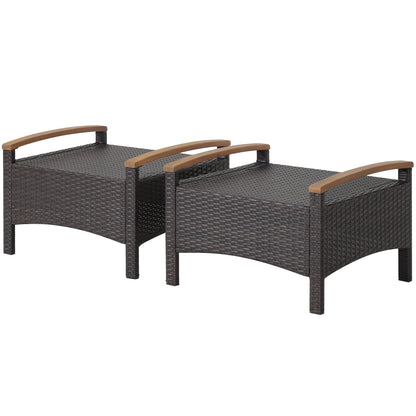 Set of 2 Wicker Patio Ottoman Fade-Resistant Foot Rest with Cushion, Gray Outdoor Seating & Patio Chairs at Gallery Canada