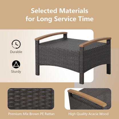 Set of 2 Wicker Patio Ottoman Fade-Resistant Foot Rest with Cushion, Gray Outdoor Seating & Patio Chairs at Gallery Canada