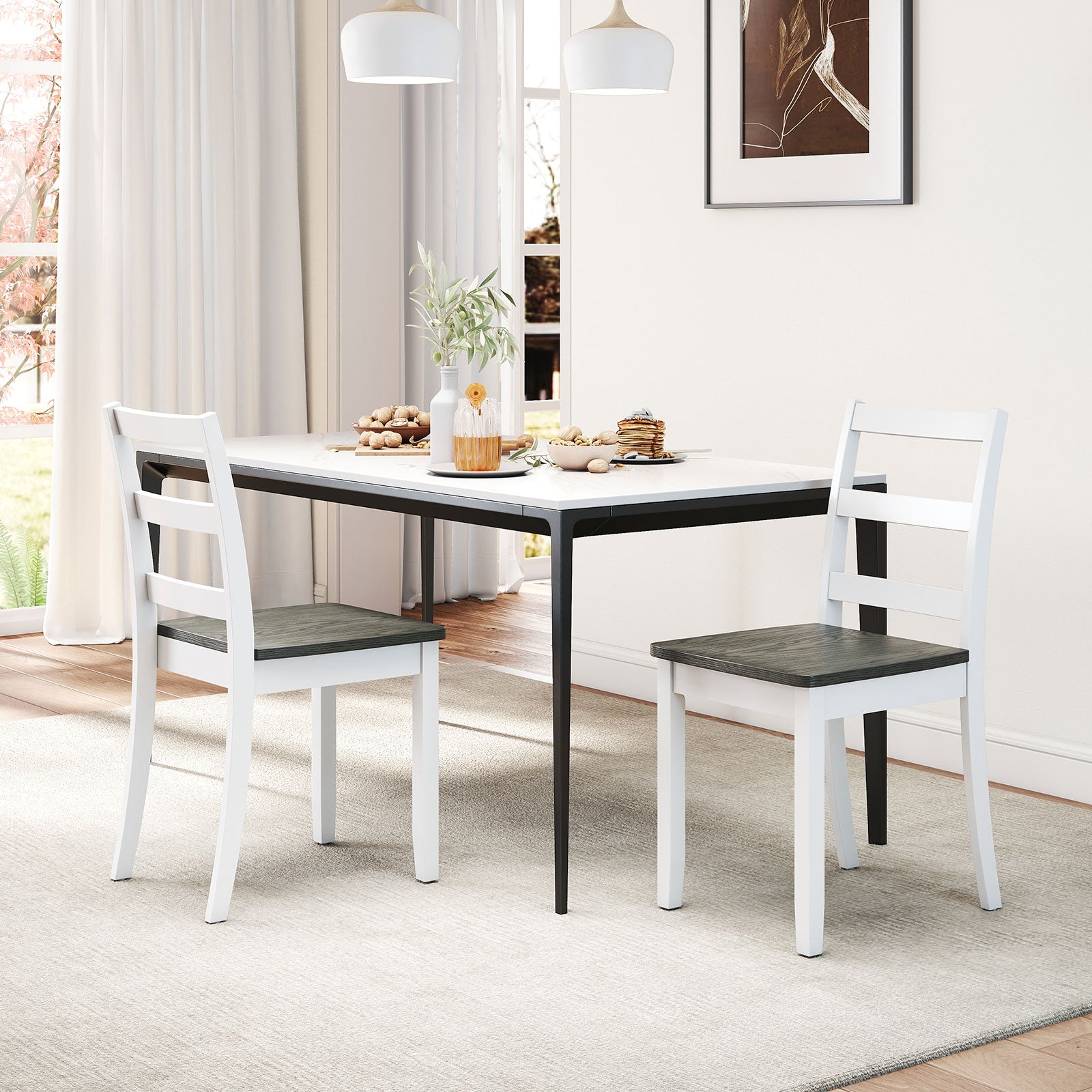 Set Of 2 Wood Dining Chairs, Gray Dining Chairs at Gallery Canada