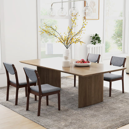 Set Of 2 Wood Kitchen Chairs, Faux Leather Upholstered Seat, Gray Dining Chairs at Gallery Canada