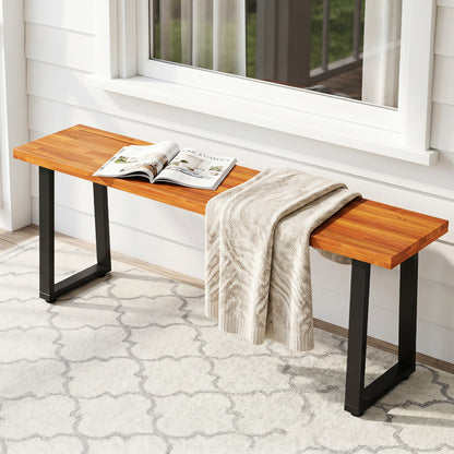 Set of 2 Wood Patio Bench, 47.5" Long Dining Bench Outdoor Benches at Gallery Canada