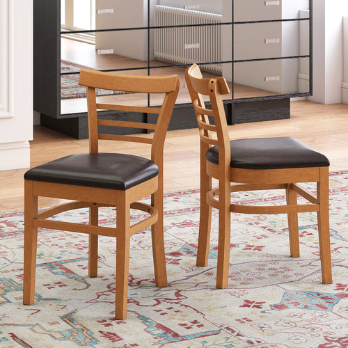 Wooden Dining Chair Set, 2-Piece, Rubber Wood Legs, Brown
