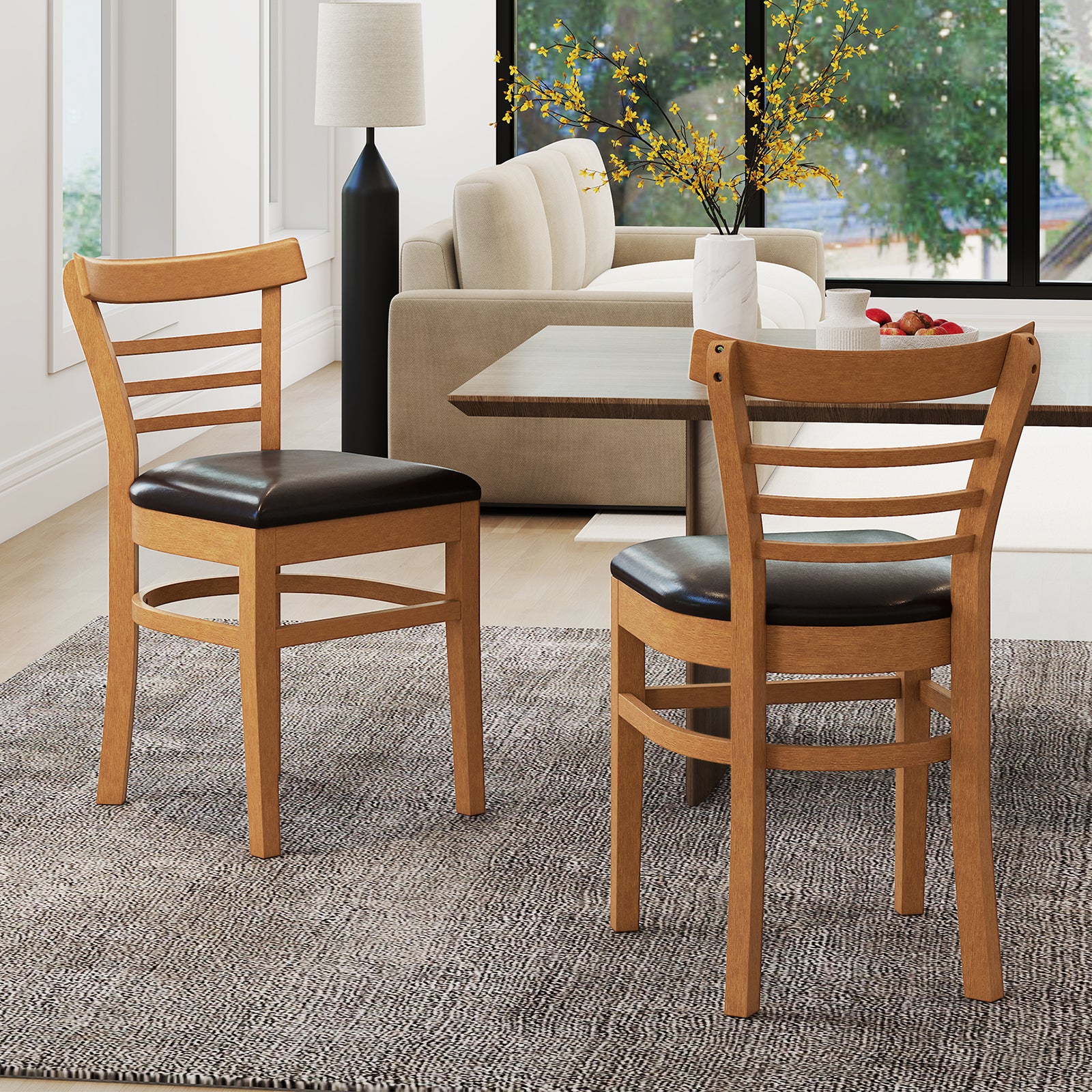 Wooden Dining Chair Set, 2-Piece, Rubber Wood Legs, Brown Dining Chairs at Gallery Canada