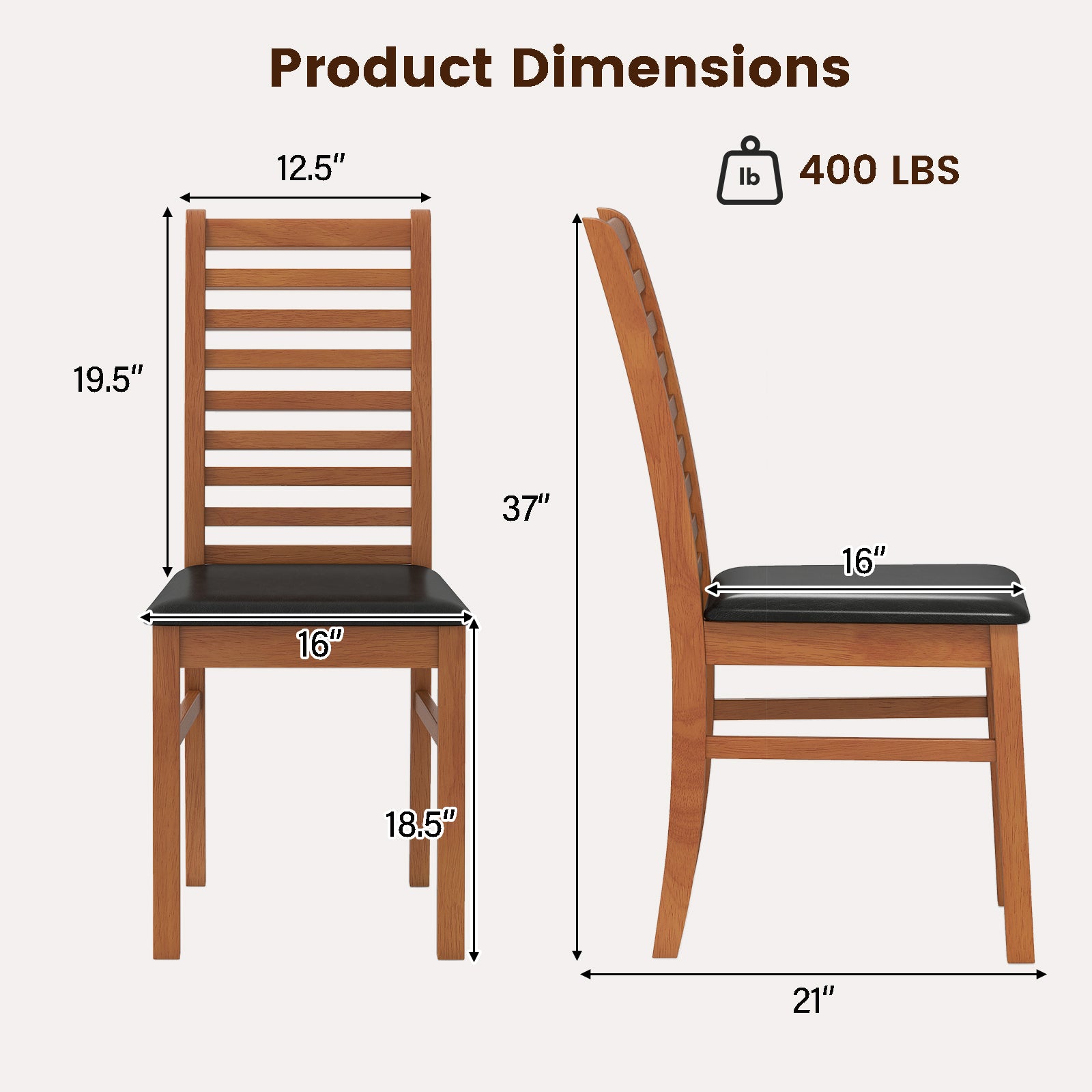 Wooden Dining Chair Set, 2-Piece, Rubber Wood Legs, Brown Dining Chairs at Gallery Canada