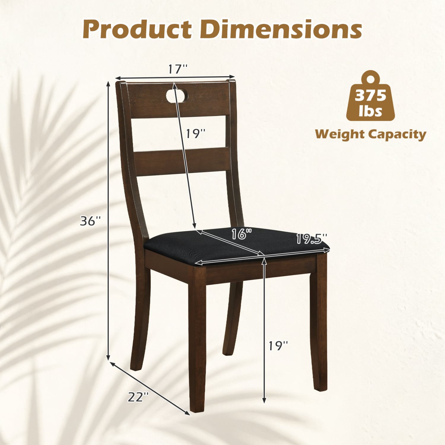 2 Wooden Dining Chairs, Padded Seats, Walnut Dining Chairs at Gallery Canada
