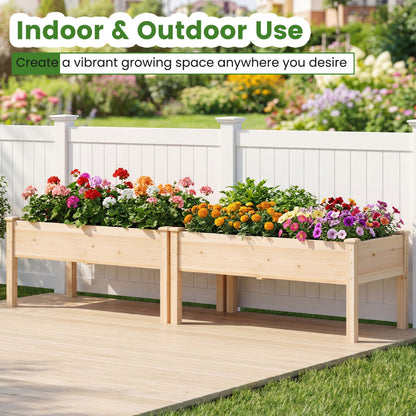 Wooden Raised Garden Bed Set, 2 Elevated Planter Boxes, Natural Fir Wood Raised Garden Beds at Gallery Canada