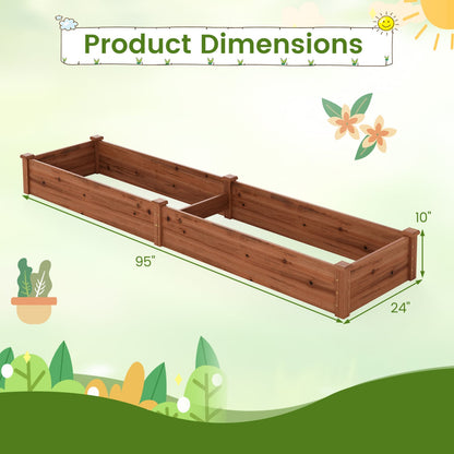 Set of 2 Wooden Raised Garden Beds, Brown