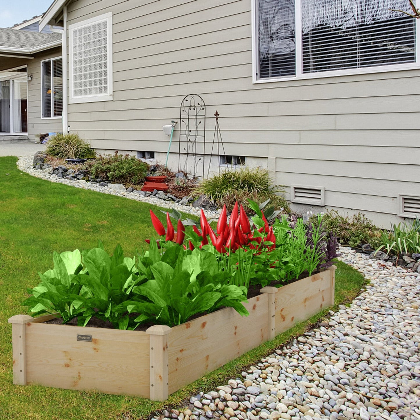Set of 2 Wooden Raised Garden Beds, Natural