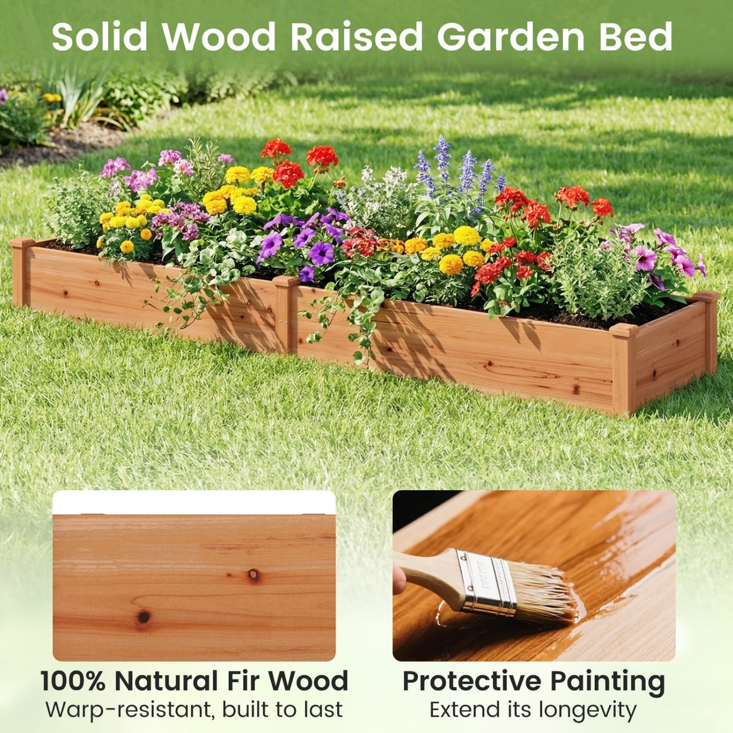 Wooden Vegetable Raised Garden Bed, 2-Pack, Orange