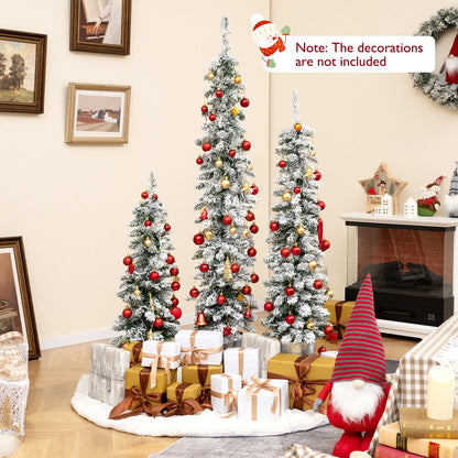 Set of 3 Pre-Lit Snow Flocked Artificial Christmas Trees, Green Christmas Tree at Gallery Canada