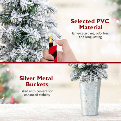 Set of 3 Pre-Lit Snow Flocked Artificial Christmas Trees, Green Christmas Tree at Gallery Canada