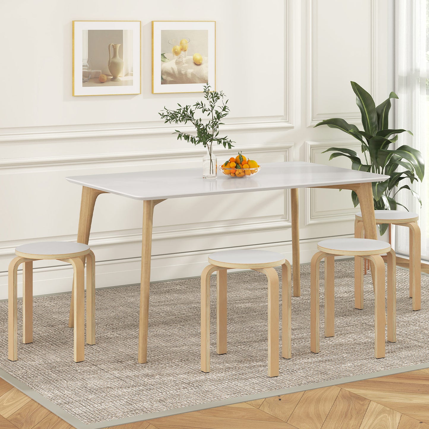 Set Of 4 18 Inch Stackable Bentwood Dining Chairs, White Kitchen & Dining at Gallery Canada