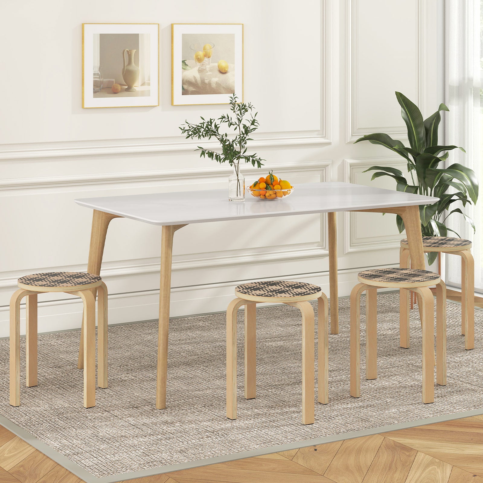 Set Of 4 18 Inch Stackable Bentwood Dining Chairs, Yellow Kitchen & Dining at Gallery Canada