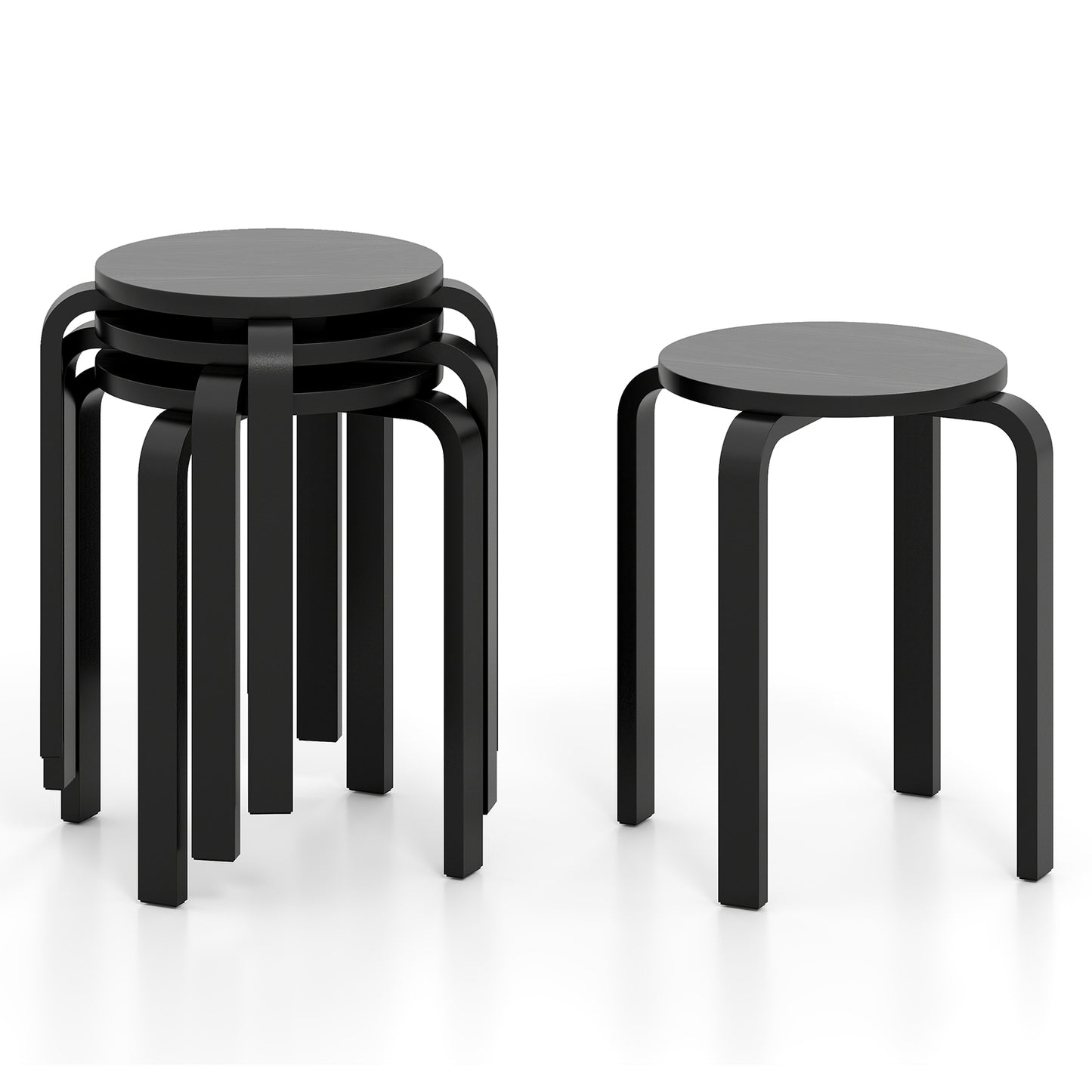 Set of 4 18 Inch Stackable Bentwood Dining Chairs with Round Top, Black Dining Chairs Black at Gallery Canada