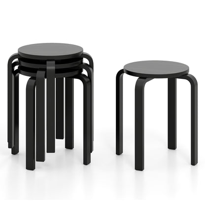 Set of 4 18 Inch Stackable Bentwood Dining Chairs with Round Top, Black Dining Chairs Black at Gallery Canada