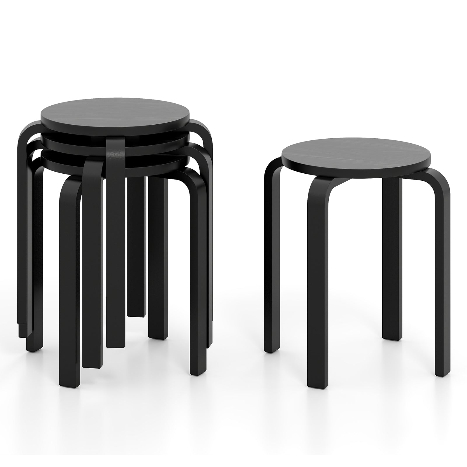 Set of 4 18 Inch Stackable Bentwood Dining Chairs with Round Top, Black Dining Chairs at Gallery Canada